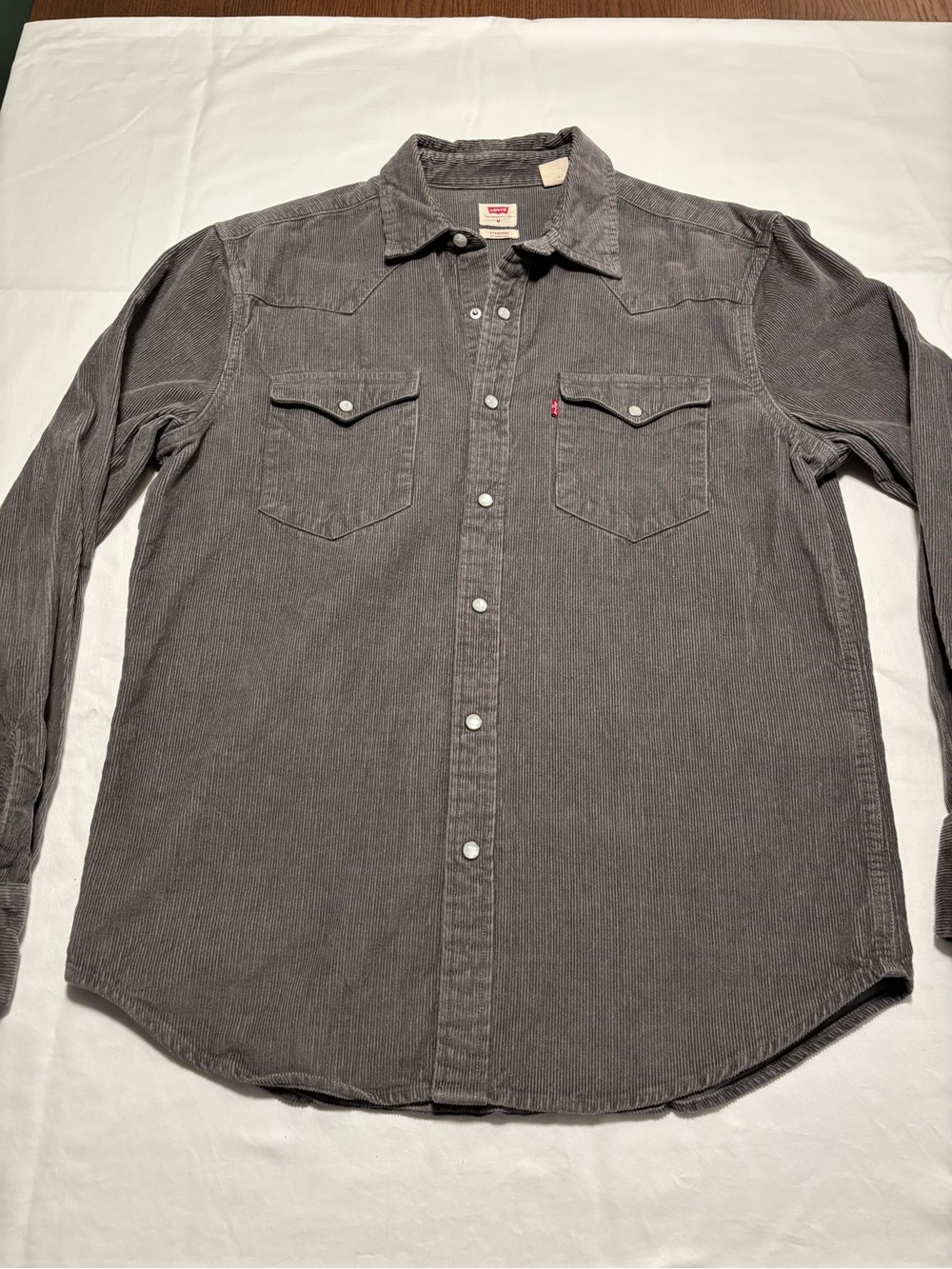 Levi's Men's Charcoal Gray Corduroy Western Button-Down Shirt